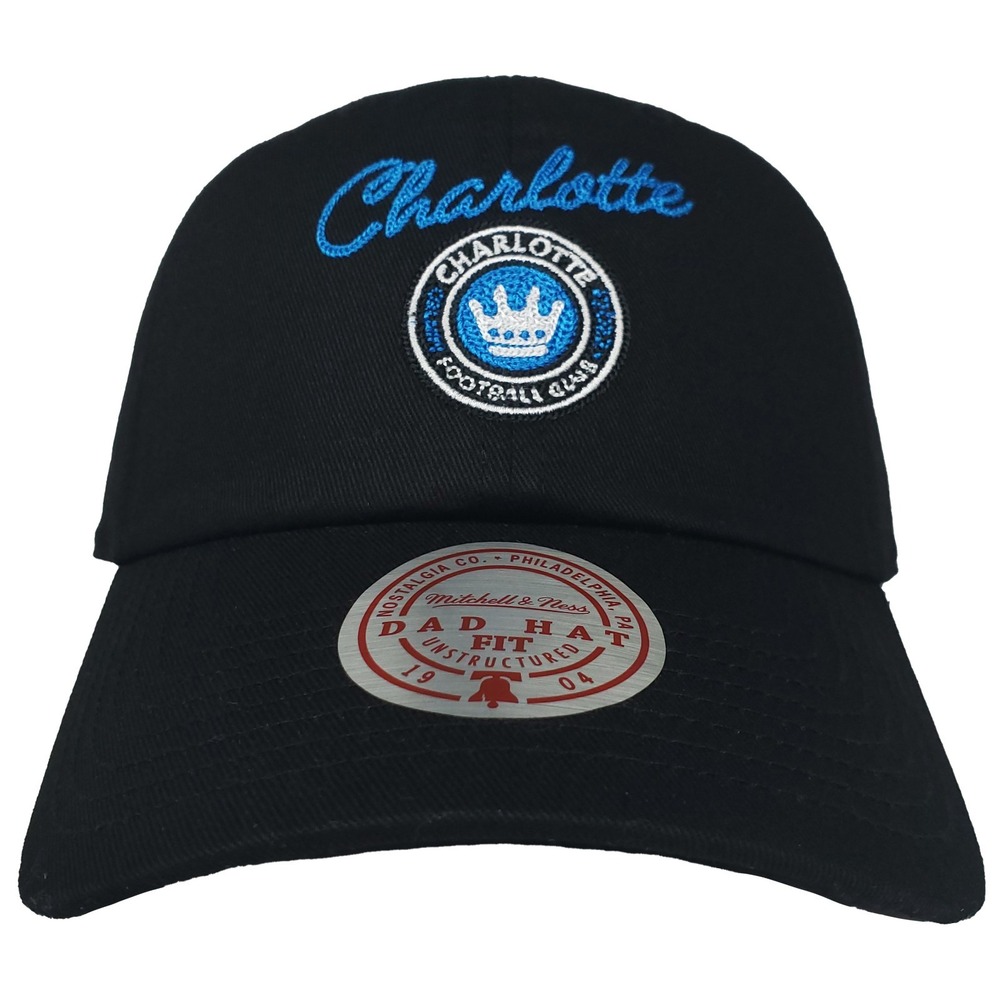 Charlotte FC Mitchell & Ness MLS Dad Hat Cap Chain‎ Stitch Logo Black NWT